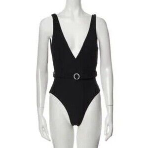 NEW Onia We Wore What One-Piece Black Swim Bathing Belted Silver Vacation w/ Tag